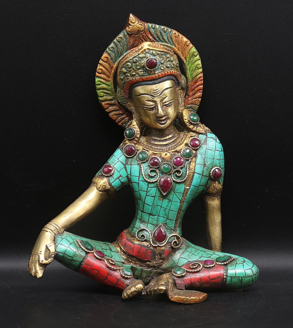 Tibet Bronze Cloisonnè Buddha statue 1,5kg (1 of 7)