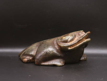 China/Mongolia 1700/1800 Handcarved frog stone 1,4kg: China/Mongolia. 1700/1800. Handcarved frog stone. 1,38kg. - 18x14x7 cm