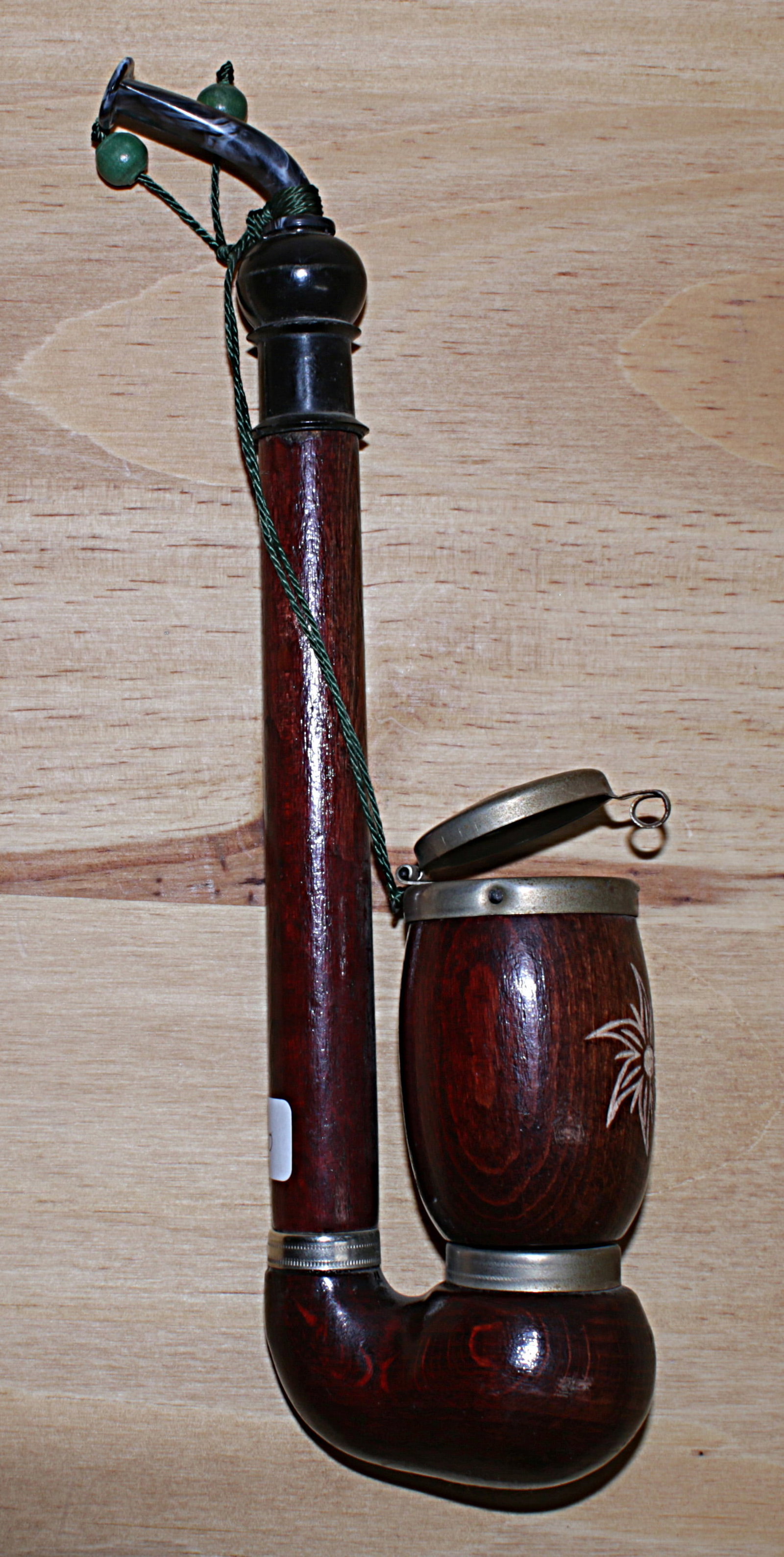 Germany. Old wooden pipe with decoration. 22 cm: Germany. Old wooden pipe with decoration. 22 cm