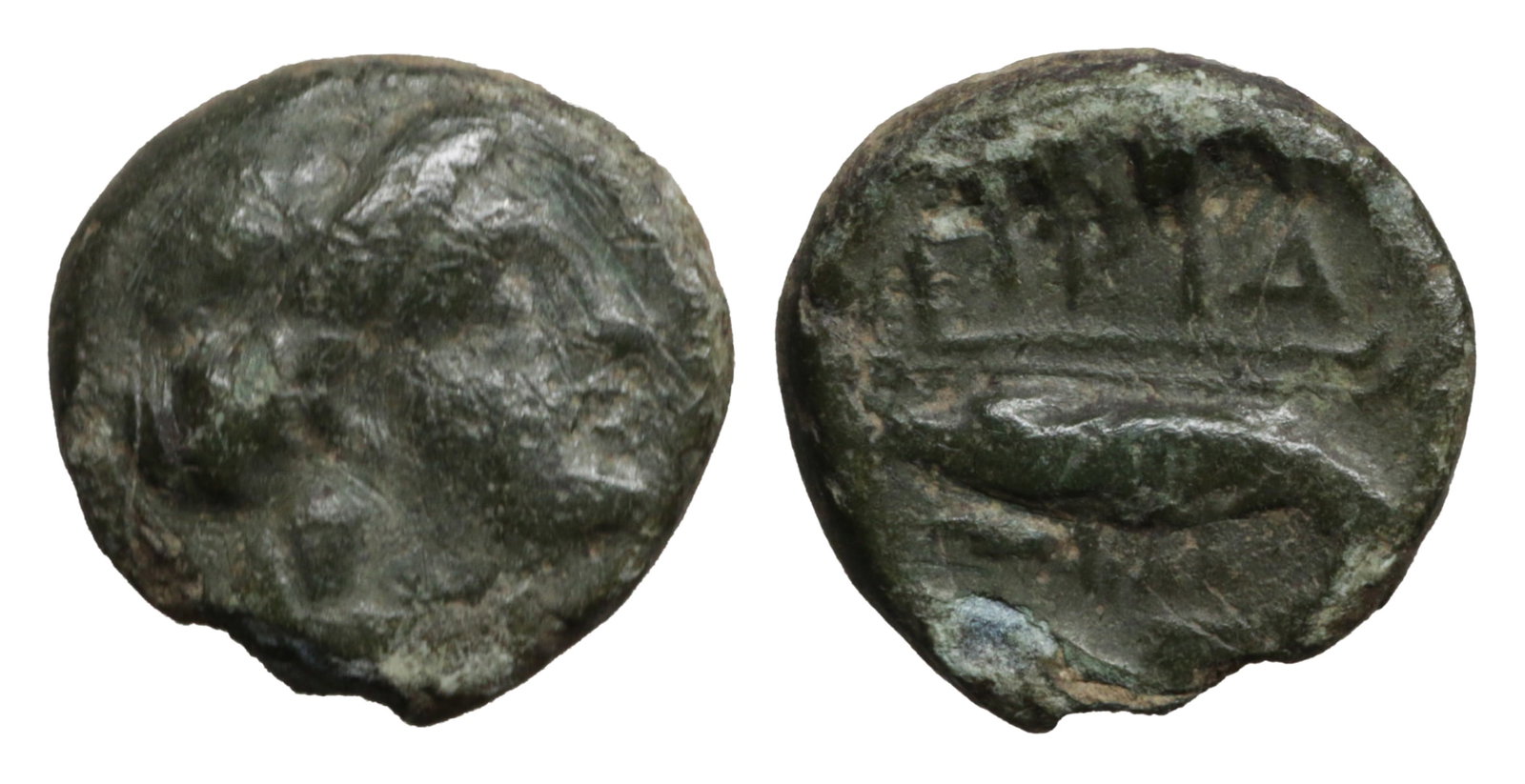 Ancient Greek coin MYSIA Priapos 4th-3rd centuries BC: MYSIA. Priapos. 4th-3rd centuries BC. Bronze. 0.85 gr. – 9.3 mm. O:\ Laureate head of Apollo right. R:\ ?PIA. Crayfish left; uncertain symbol below. Cf. BMC 1. VF\XF