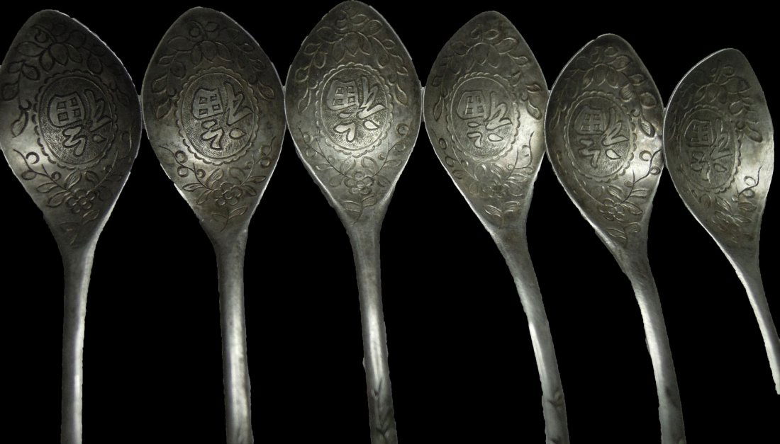 CHINA. QING DYNASTY. 1644-1912 AD. 10 SPOONS WITH MARKS (1 of 4)