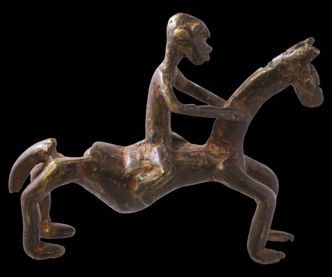 FINE BRONZE STATUE OF SOLDIER DOGON. IVORY COAST 1850 (1 of 3)