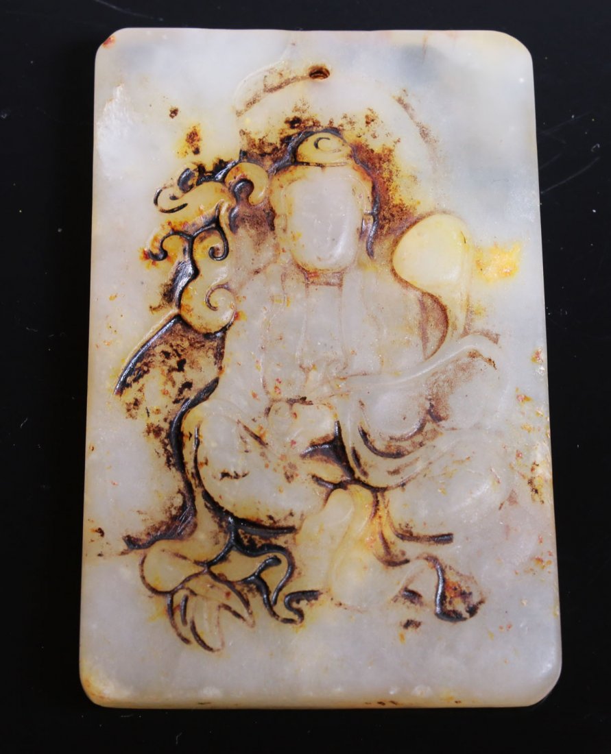 Chinese white jade pendant with Buddha early 1900 (1 of 4)