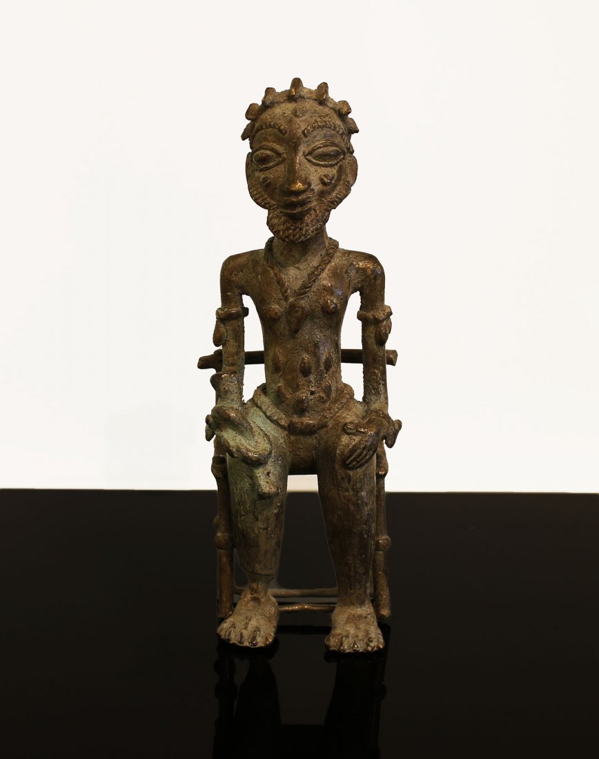 Ivory coast Bronze statue Baule man 1850 circa (1 of 5)