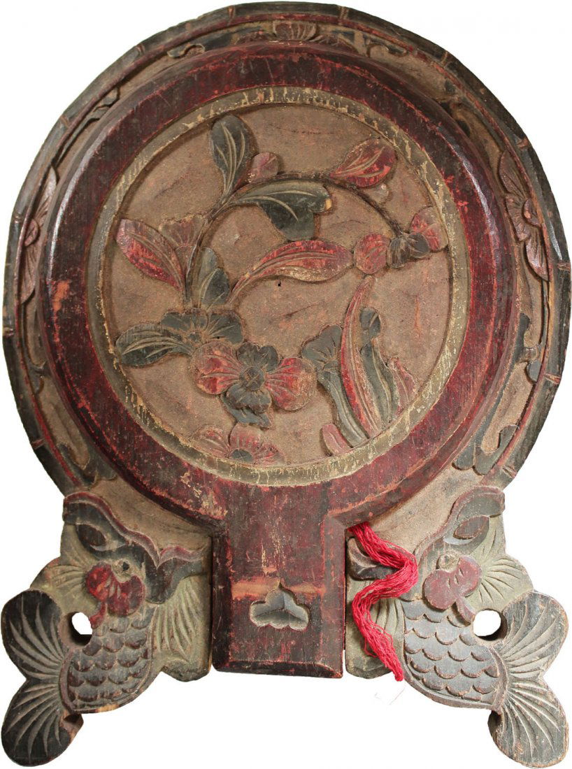 BRONZE MIRROR WITH ORNATE WOODEN FRAME QING DYNASTY (1 of 4)