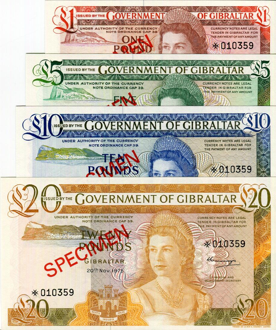 Gibraltar Specimen Set 1975 (P20s-23s) Serial no.010359 (1 of 1)