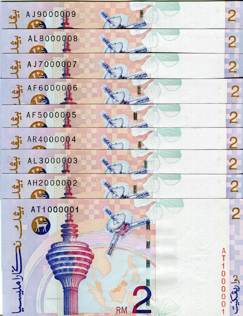2 Ringgit 8th Series Sign. Ahmad A.Don (9pcs) All UNC (1 of 1)