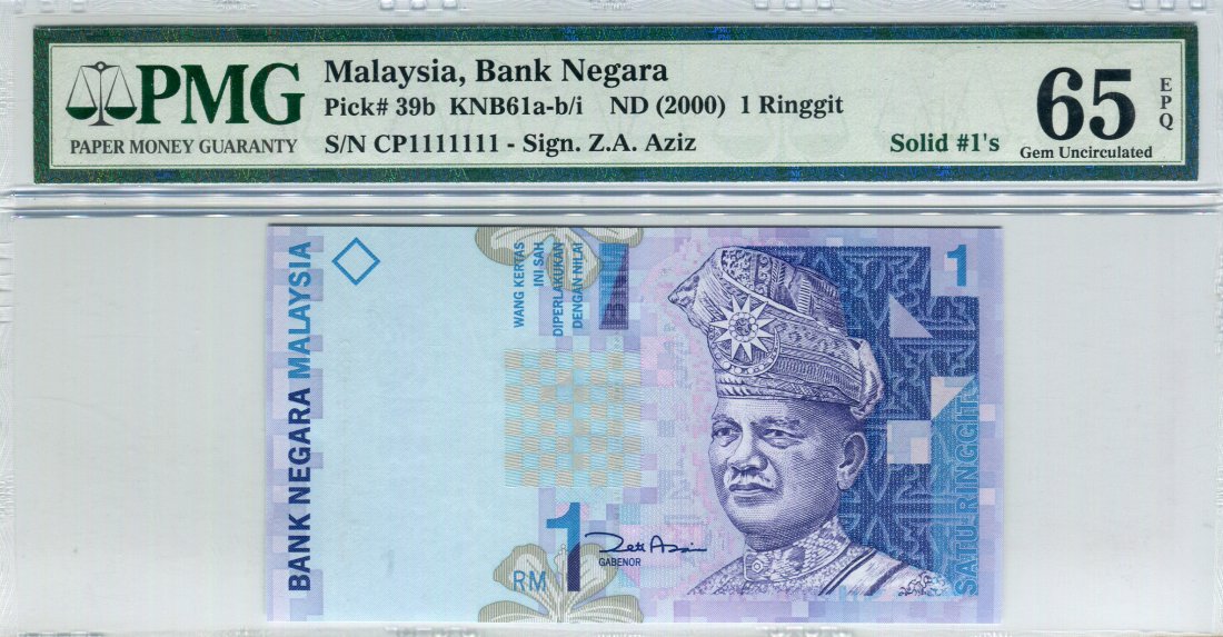 1 Ringgit 11th Series Sign. Zeti Aziz, Solid 1's (1 of 1)