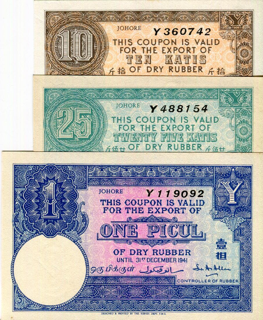 Johore 10 Katis Rubber Coupon 31/12/1941  (KNB41) (1 of 1)