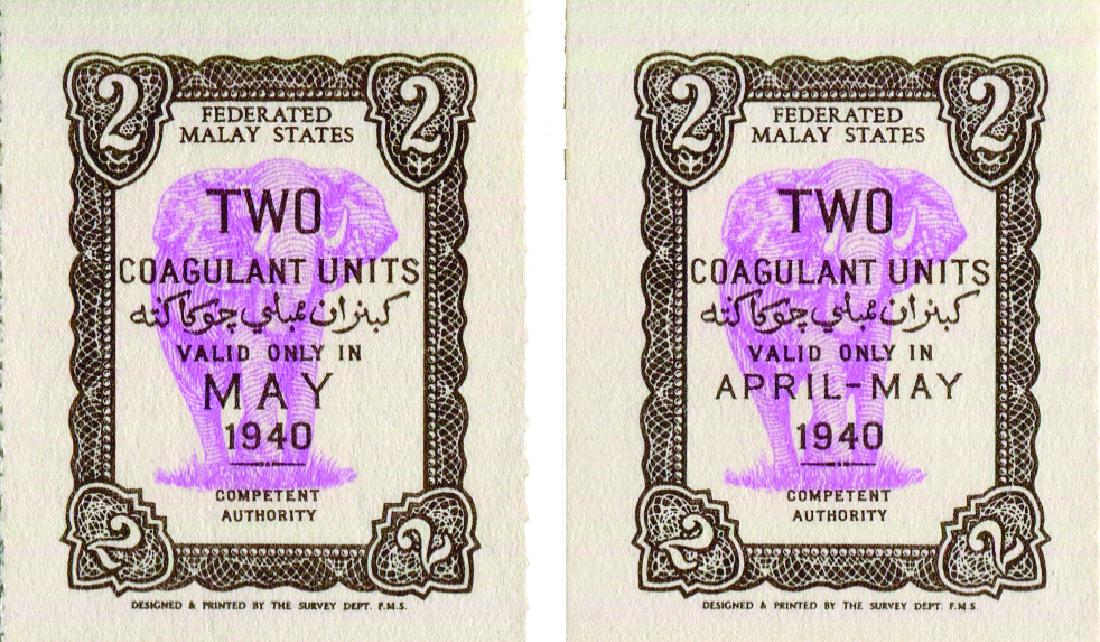 Federated Malay States April/May, May 1940, 2 Coagulant (1 of 2)