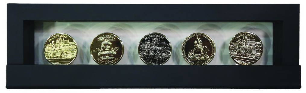 Czech Republic, 24 carat gold plated commemorative: Czech Republic, 24 carat gold plated commemorative incused coins (5pcs)