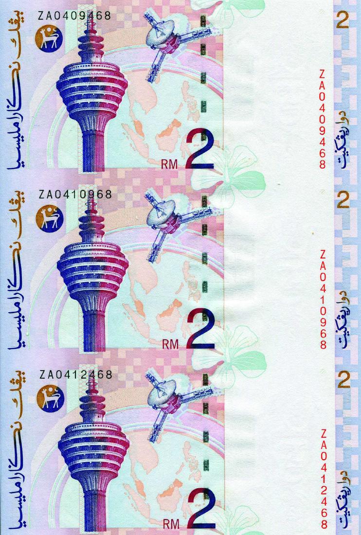 2 Ringgit 8th Series Sign. Sign Ahmad Don (KNB4) Uncut (1 of 1)