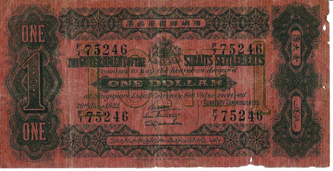 Straits Settlements 1921, 1 Dollar (KNB3g:P1c) S/no. (1 of 1)