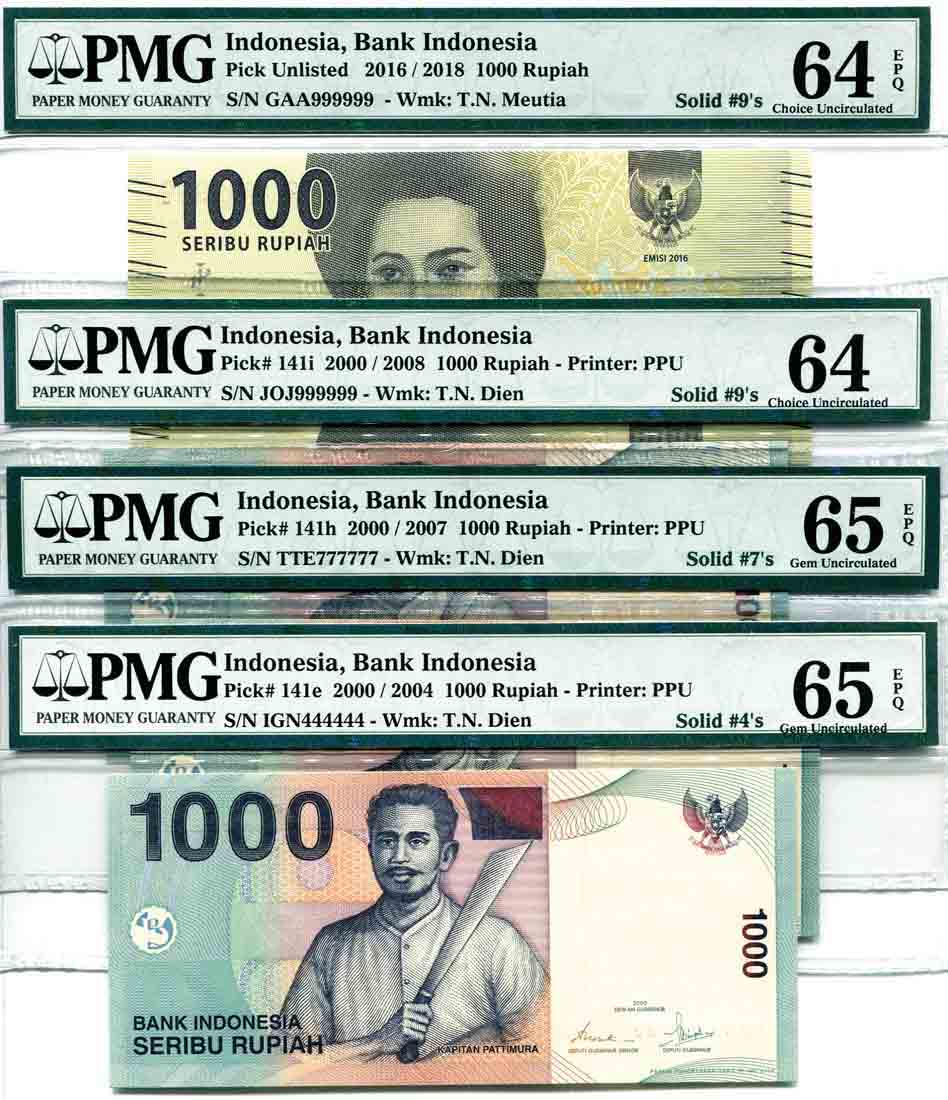 Indonesia 2000/16, 1000 Rupiah (P141e/h/i) Solid 4's, (1 of 1)
