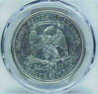 US 1876-S Trade Dollar 0.9 Fine PCGS Damage - AU Detail: US 1876-S Trade Dollar 0.9 Fine PCGS Damage - AU Detail