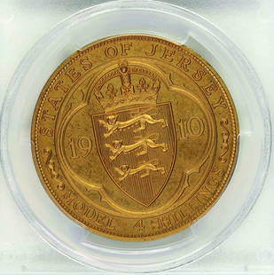 Jersey 1910 4 Shillings Proof, PCGS PR66: Jersey 1910 4 Shillings Proof, PCGS PR66