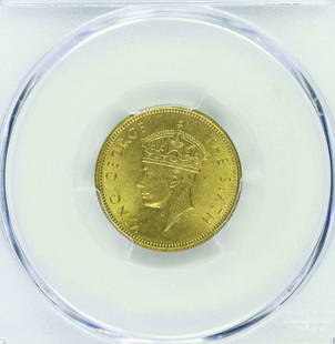 Hong Kong 1949, King George VI 10 Cents PCGS MS64: Hong Kong 1949, King George VI 10 Cents PCGS MS64