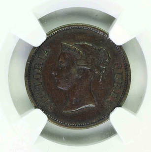 Straits Settlement Queen Victoria 1845, 1/4 Cents NGC: Straits Settlement Queen Victoria 1845, 1/4 Cents NGC VF 30BN