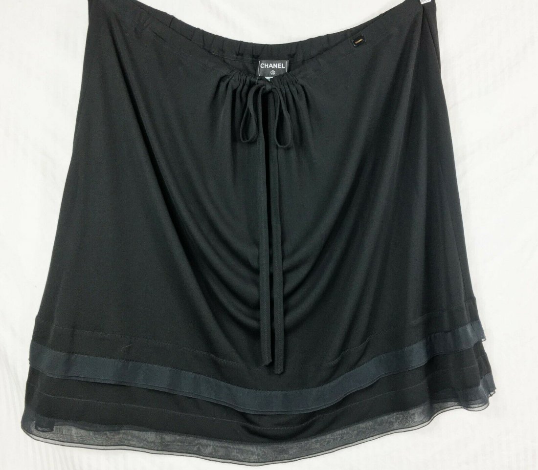 PLUS SIZE 3X 4X Chanel Black Rayon Jersey Skirt (1 of 4)