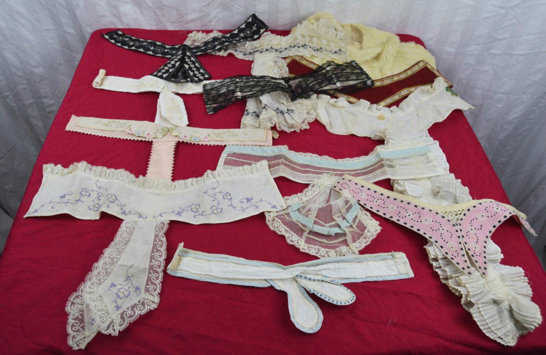 1900 Edwardian Fancy Collar Lot Embroidery Silk Lace (1 of 6)