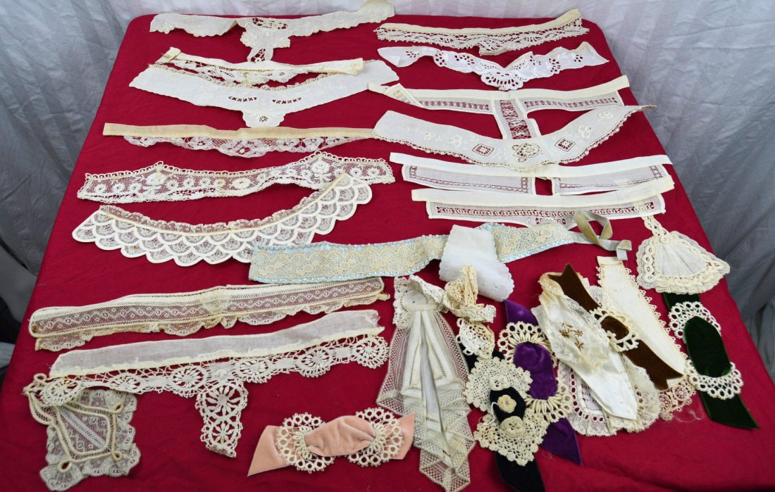 1900 Edwardian Fancy Lace Collar Lot Embroidery Trim: C 1900 fancy lace collar lot.. Shipping for this lot is $12.00 USA, $40.00 International. We combine shipping on multiple lots. ZERO% BUYERS PREMIUM ON ALL LOTS! Payment is due within 7 days of invoic