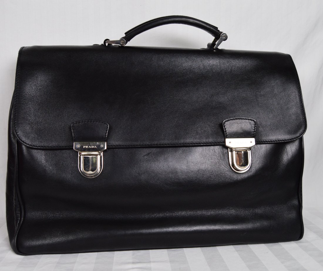 Authentic Prada Black Leather Briefcase (1 of 9)