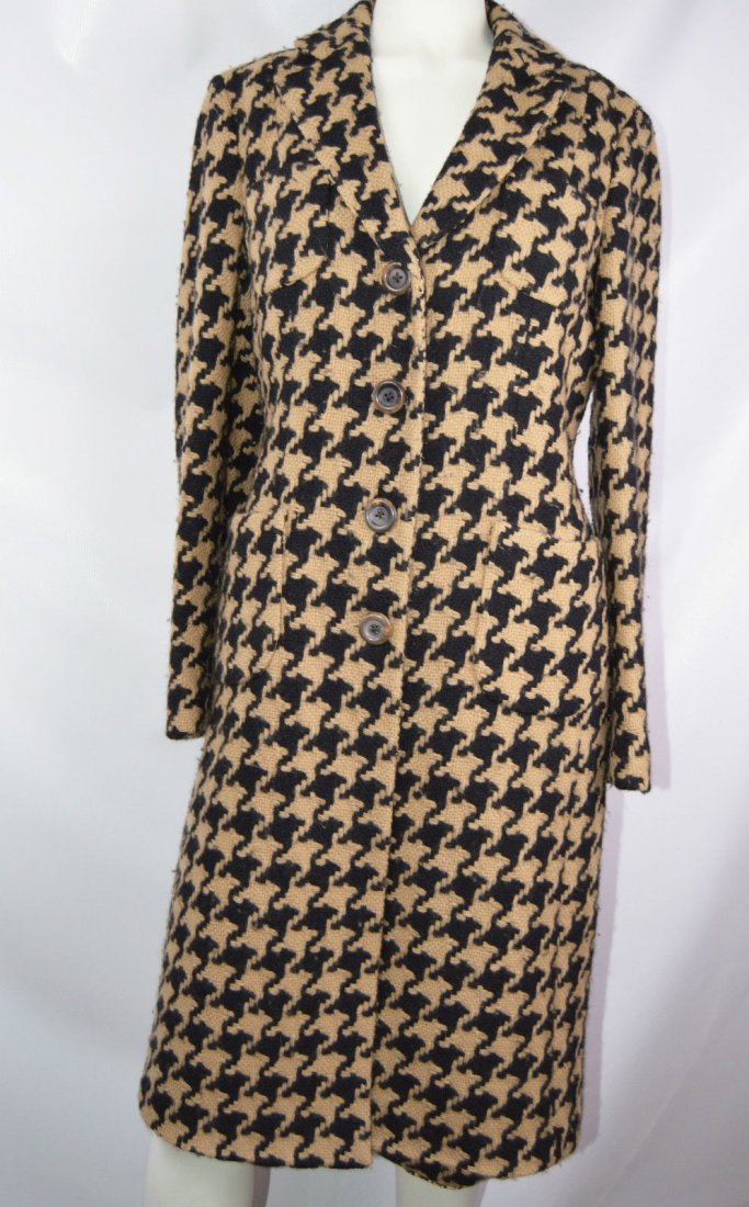 Rena Lange Woven Knit Coat Houndstooth (1 of 3)