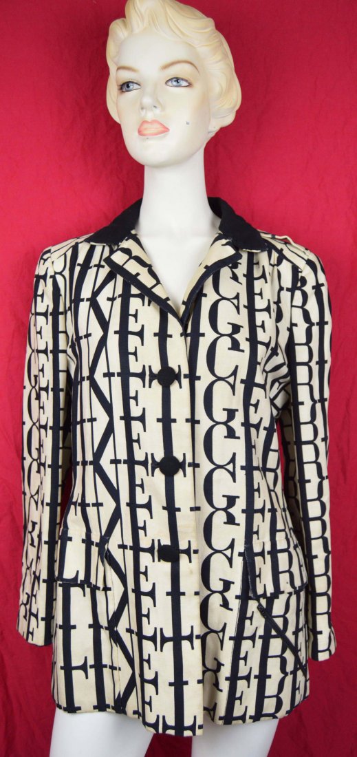 RARE 60s Pauline Trigere Graphic Print Coat Vintage (1 of 6)