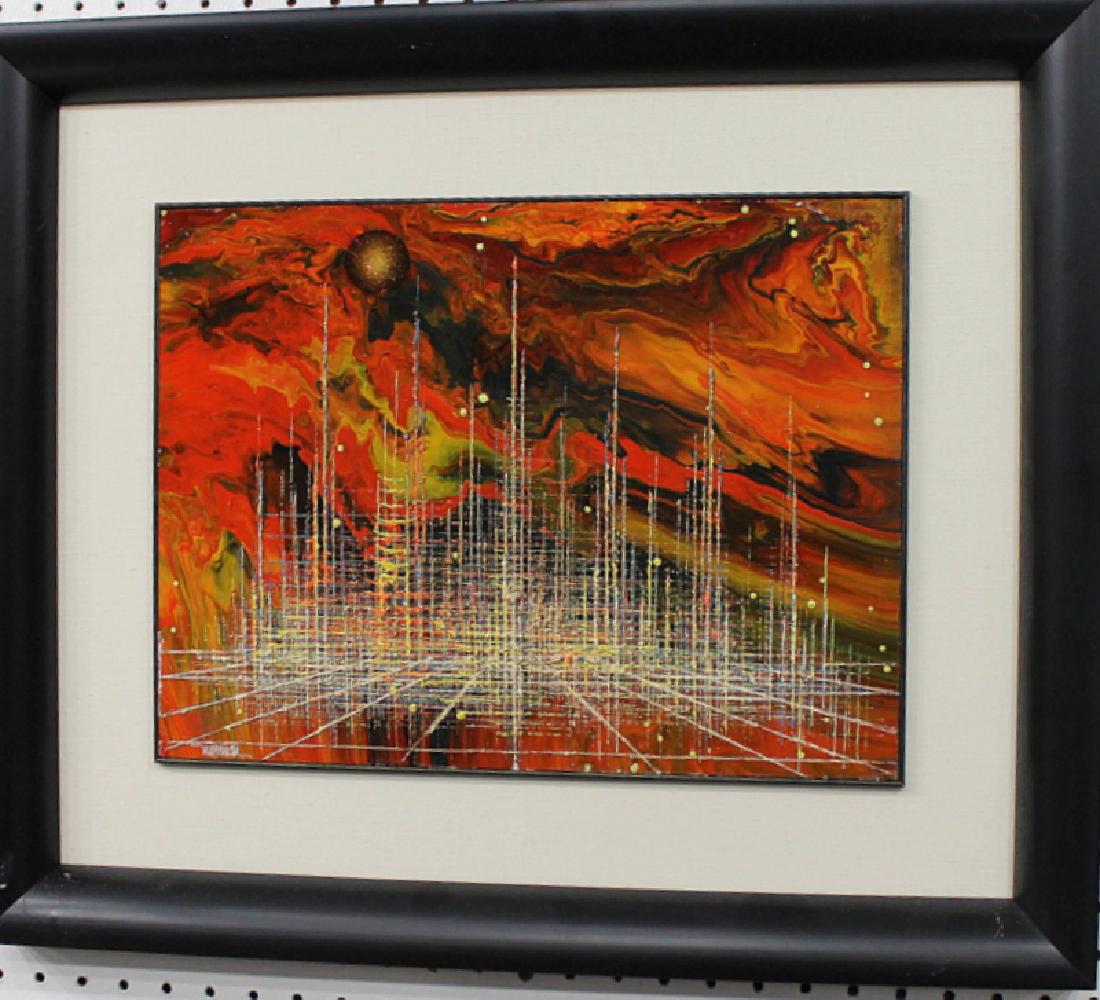 Leonardo Nierman Oil on Panel: Leonardo Nierman Oil on Panel. Picture - 15" high x 12" wide. Mat & Frame - 4".