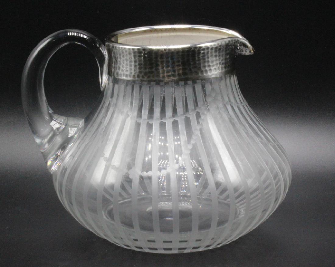 Silver Overlay & Etched Glass Pitcher (1 of 4)