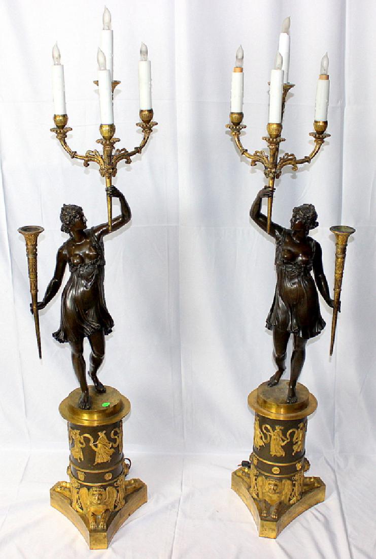 Pair Of Antique Empire Bronze Figural Candelarbra C1810 (1 of 7)