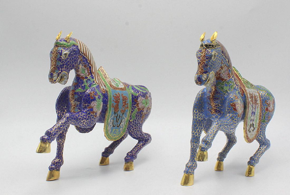 Pair of Chinese Gilt Metal Cloisonné Horses (1 of 4)