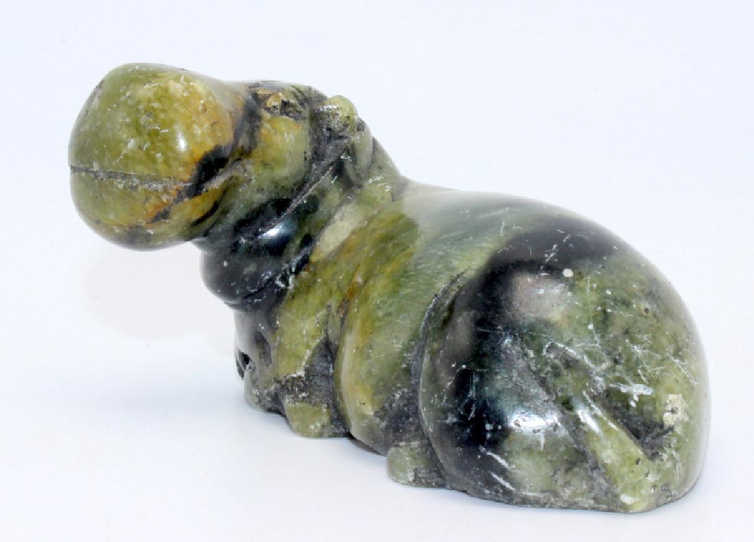 Chinese Soapstone Recumbent Hippo Carving: Chinese Soapstone Recumbent Hippo Carving. 2 1/4" high x 4" long.