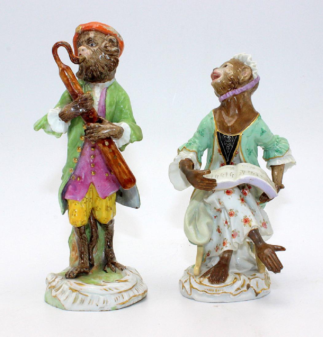 Meissen (2) 19th C. Monkey Band Figures (1 of 5)