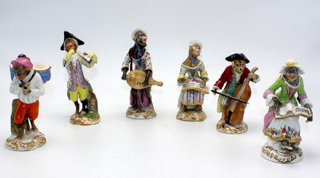 Vienna (6) Monkey Band Figures baring Pseudo Meissen (1 of 5)