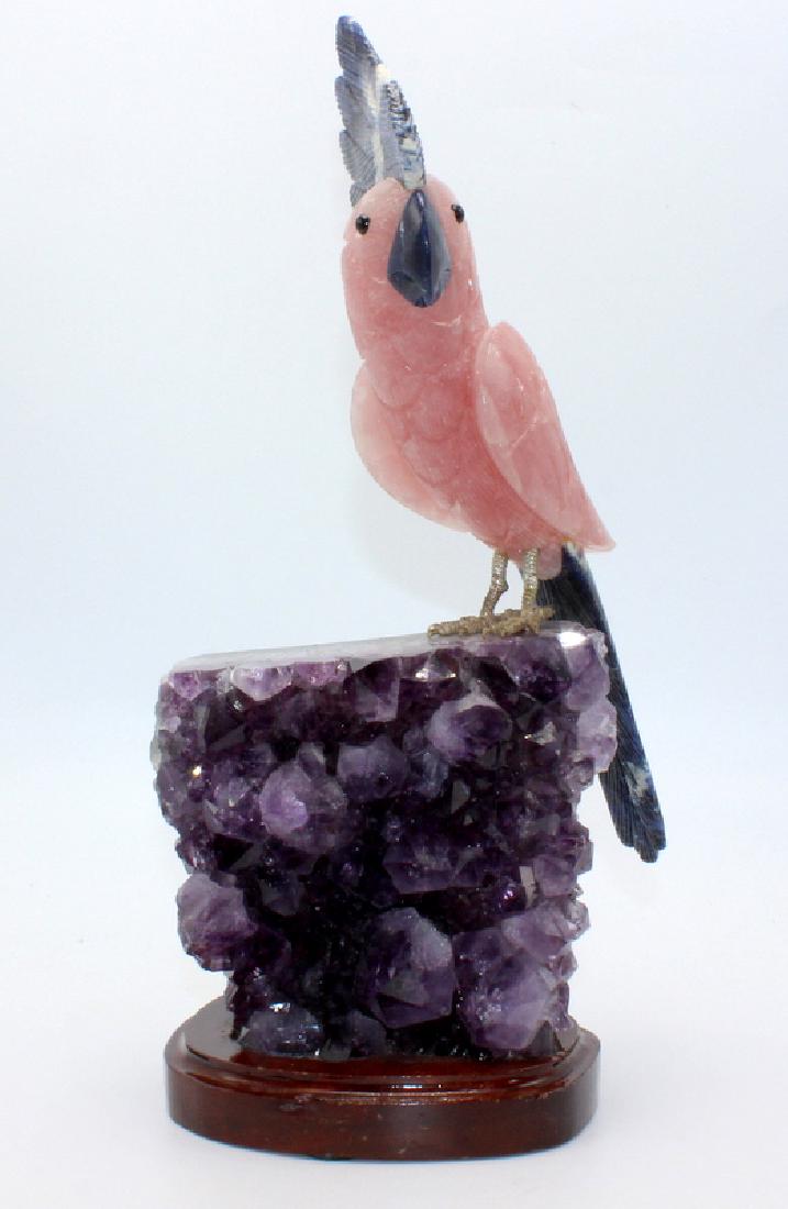 Amethyst Geode with Rose Quartz Cockatoo (1 of 5)