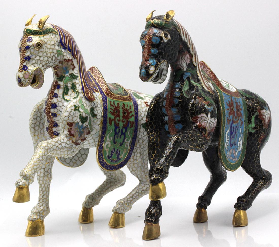 Pair of Chinese Cloisonné Horses (1 of 3)