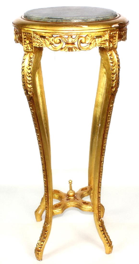 Louis XV Style Gold Leaf Marble Top Pedestal (1 of 2)