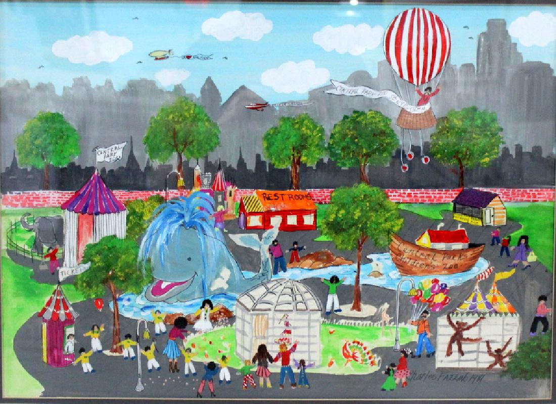 Charles Fazzino (American) "Central Park Zoo" Watercolo (1 of 4)
