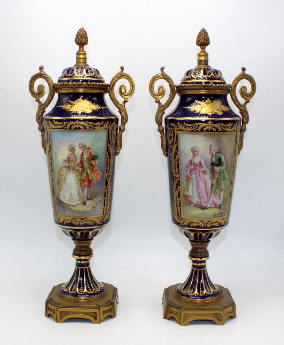 Sevres Pair of Dore Bronze Mounted Lidded (1 of 5)