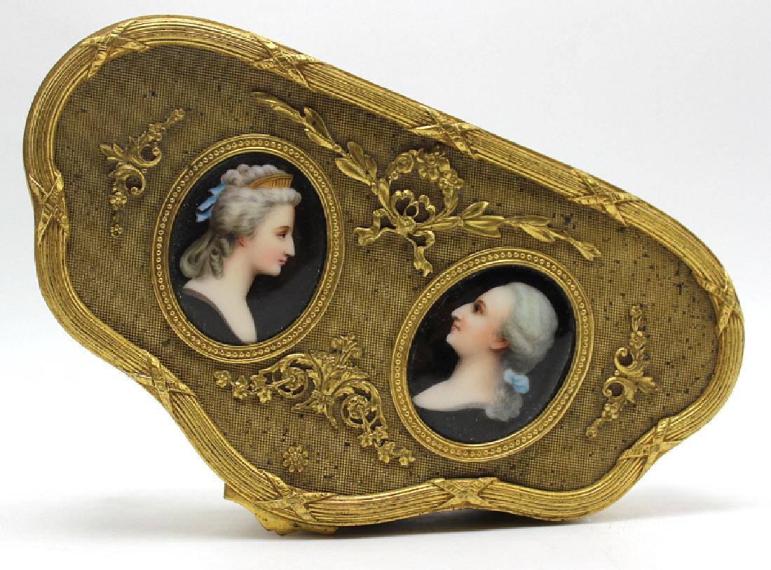 Antique French Dore Bronze Box with Mounted Porcelain (1 of 5)