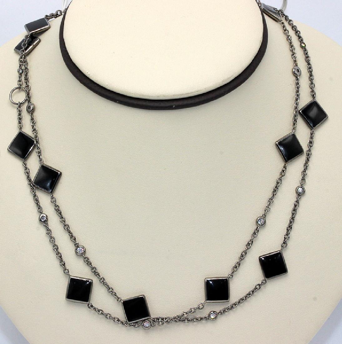 Bonata 18Kt WG Onyx & 0.75ct. Diamond Necklace (1 of 3)