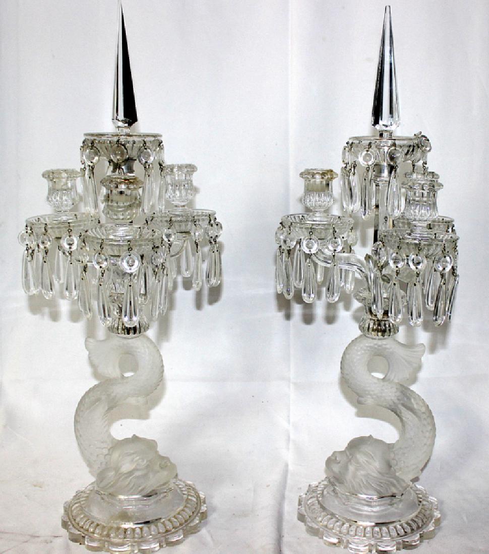 Baccarat Pair of Dolphin Koi Candelabras (1 of 4)