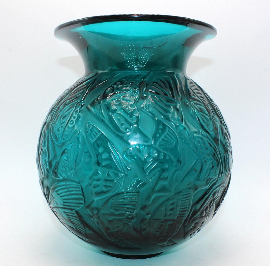 Lalique "Nymphale" Blue Glass Vase (1 of 5)