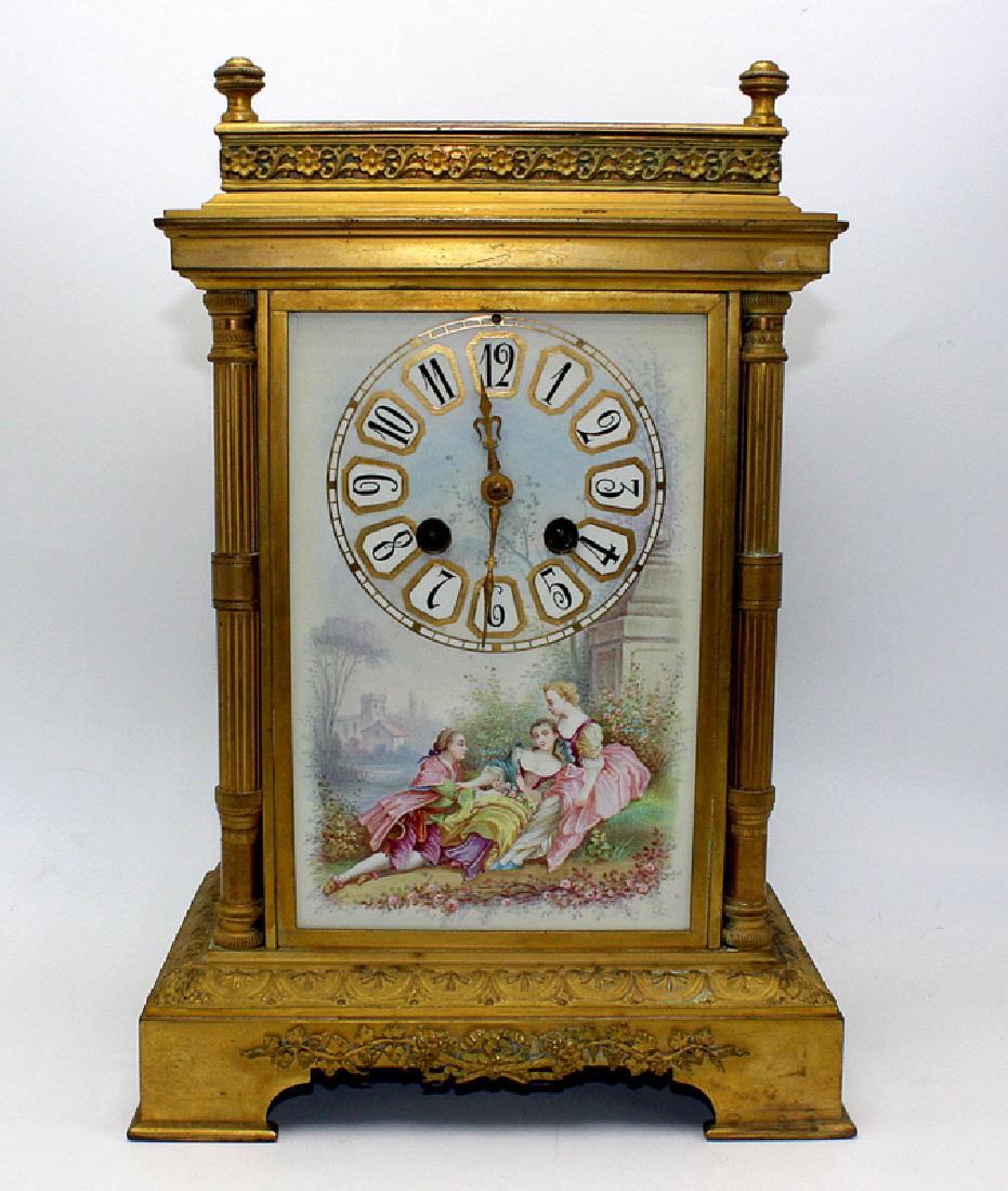 Antique French Gilt Bronze & Enamel Mantle Clock with (1 of 5)
