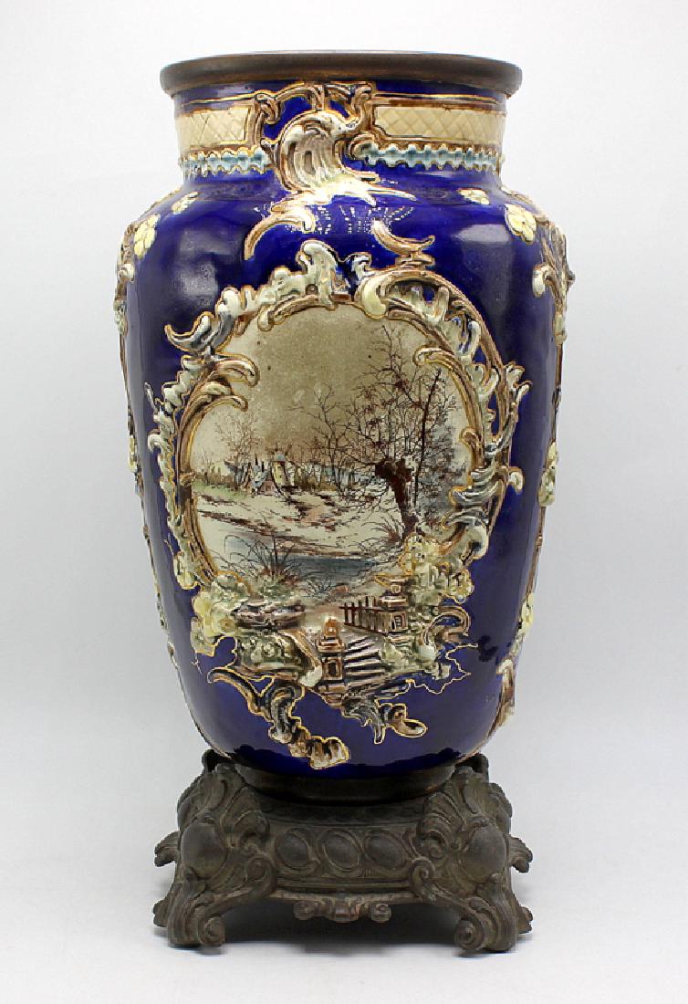 Hand Decorated Mettlach Style Metal Mounted Majolica (1 of 4)