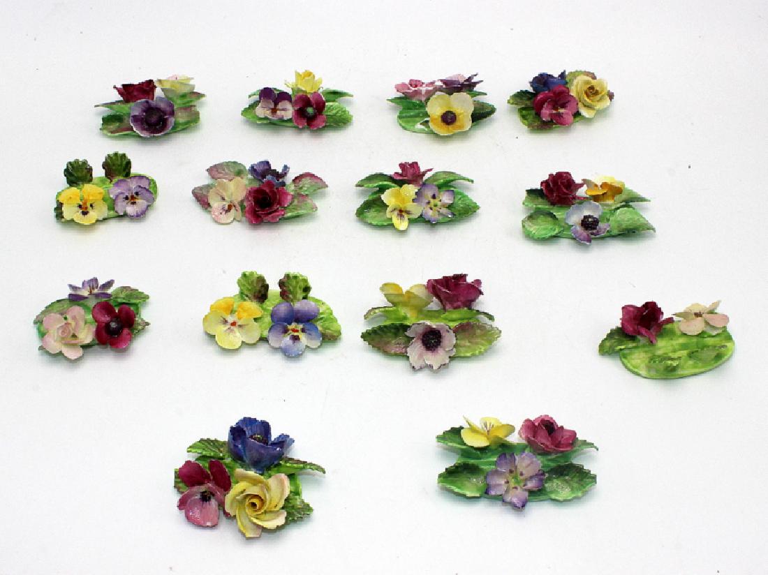 (14) Crown Staffordshire England Porcelain Place Card: (14) Crown Staffordshire England Porcelain Place Card Holders. Approx. 2 1/2" long x 2" wide.