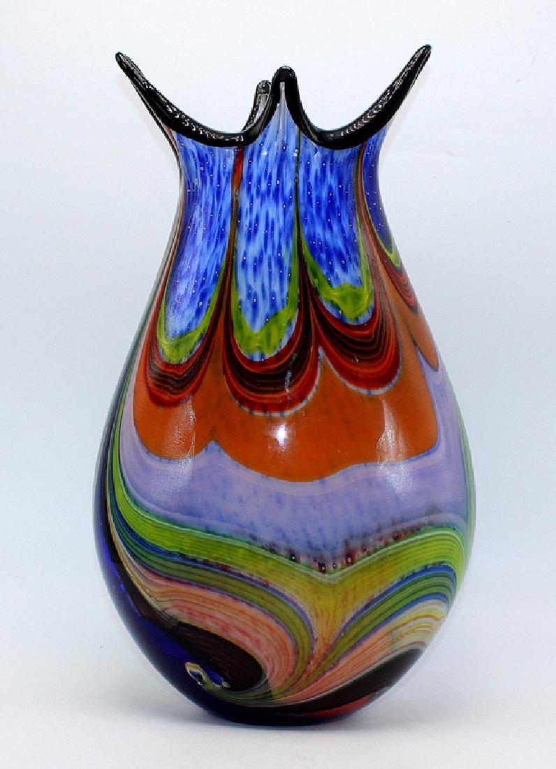 Murano Style Art Glass Vase: Murano Style Art Glass Vase. 13 1/2" high x 7 1/4" wide.