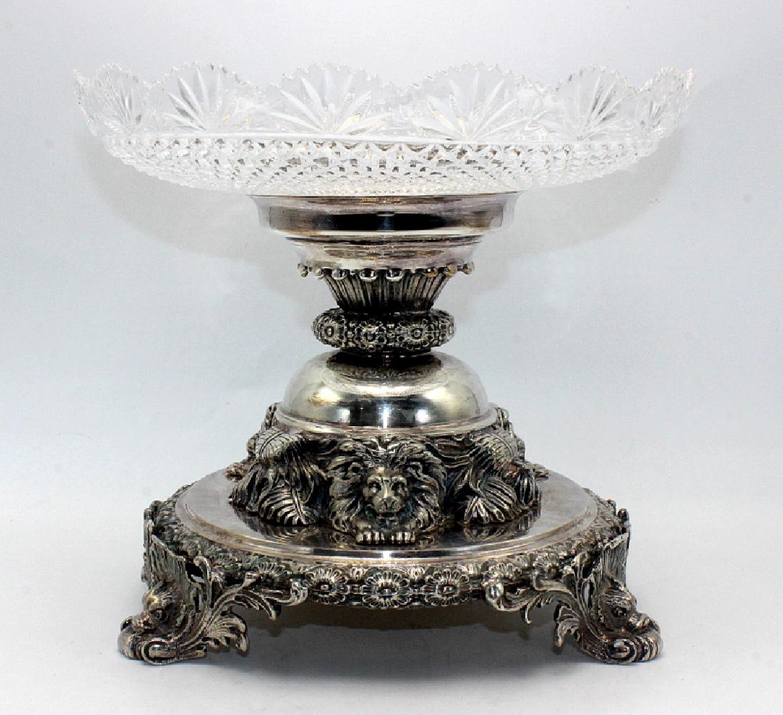 Silver Plated Centerpiece with Cut Glass Dish (1 of 4)