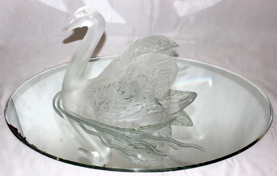 Lalique Crystal Swan with Fitted Mirrored Base (1 of 3)